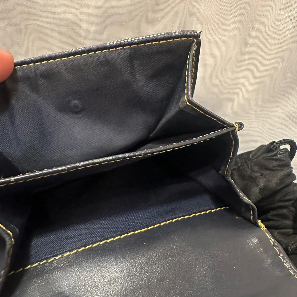 Christian Dior Navy and tan Patterned Women's saddle style wallet.